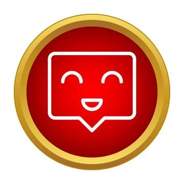Happy speech bubble emoji communication feedback button Stock Illustration