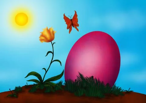 Happy Spring and Easter Time (2020) painting illustration art Stock Illustration