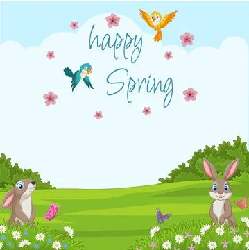 Happy spring with animals in the park Ilustración de archivo