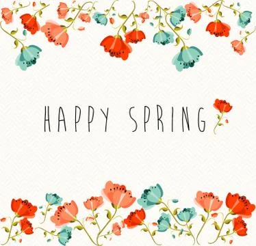 Happy spring flower composition Stock Illustration