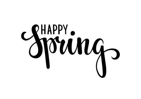 Happy Spring. Hand drawn calligraphy and brush pen lettering. design for holi Stock Illustration