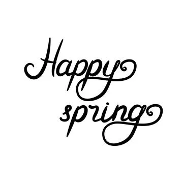 Happy Spring isolated lettering text on white background Stock Illustration
