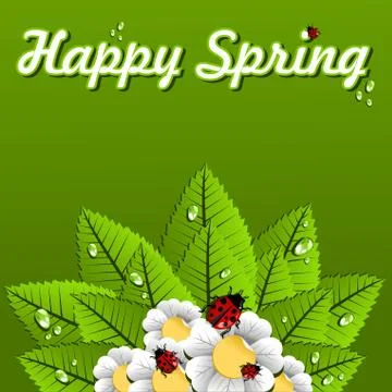 Happy spring leaves background Stock Illustration