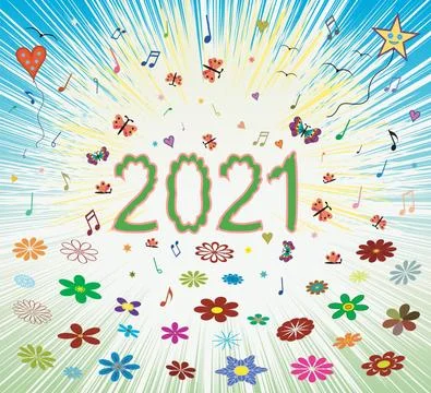 Happy spring summer 2021 optimistic sunrise background Illustrazione stock