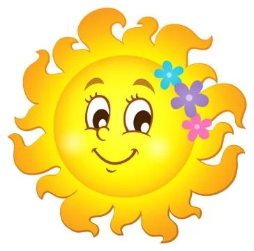 Happy spring sun theme image - eps10 vector illustration. Stock Illustration