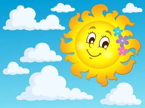 Happy spring sun theme image - eps10 vector illustration. Stock Illustration