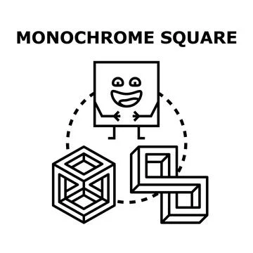 Happy square character with impossible geometry shapes Stock Illustration