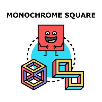 Happy square character with impossible geometry shapes Stock Illustration
