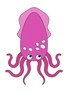 Happy squid isolated on a white background Stock Illustration