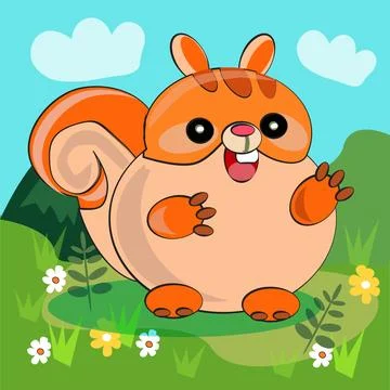 Happy Squirrel cartoon Character Vector Illustration Stock Illustration