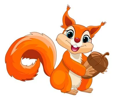 Happy squirrel with nut Stock Illustration