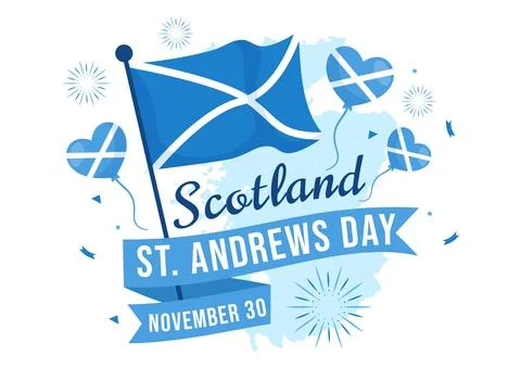 Happy St Andrew Day Vector Illustration on 30 November with Scotland Flag i.. Stock Illustration