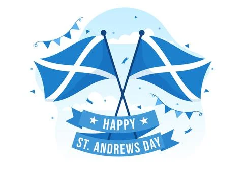 Happy St Andrew Day Vector Illustration on 30 November with Scotland Flag i.. Stock Illustration