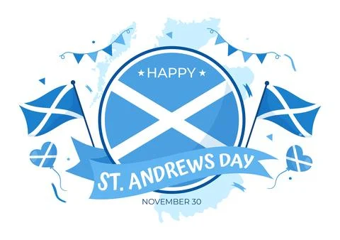 Happy St Andrew Day Vector Illustration on 30 November with Scotland Flag i.. Stock Illustration