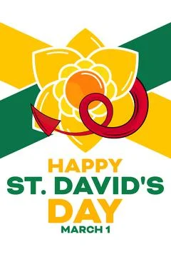 Happy St. David s Day. March 1. Vector illustration. Holiday poster. Illustrazione stock