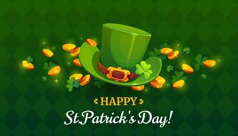 Happy St Patrick day banner with leprechaun hat Stock Illustration