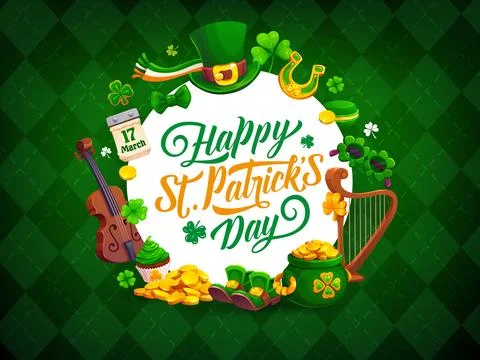 Happy St Patrick Day holiday greeting card banner Stock Illustration