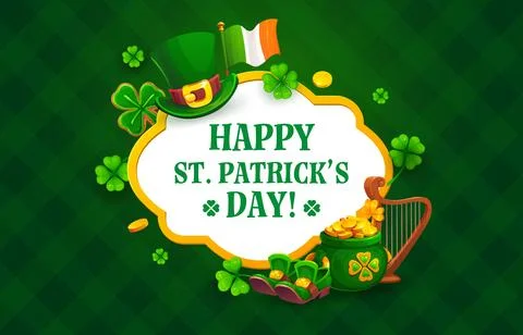 Happy St Patrick day holiday greeting card frame Stock Illustration