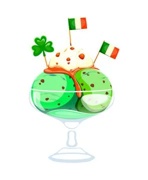 Happy St Patrick Day ice cream and shamrock clover Stock Illustration