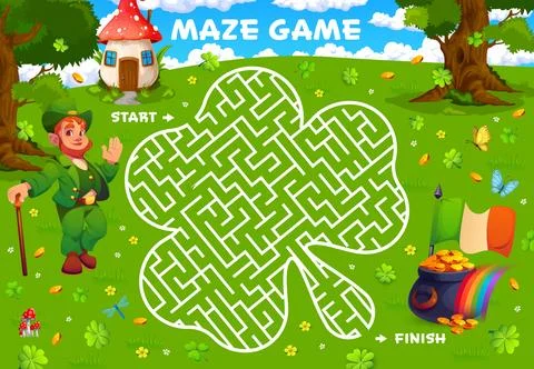 Happy St Patrick day labyrinth maze kids game Stock Illustration