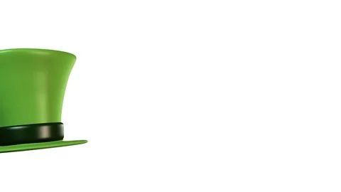 Happy St Patrick's Day! 3d looping animation with leprechaun hat spinning into Stock Footage 85173498
