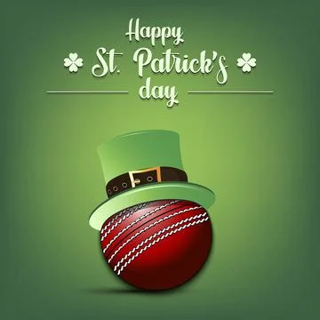 Happy St. Patricks day and cricket ball Stock Illustration