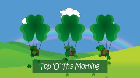 Happy St Patricks day animation with ' top o the morning text' Stock Footage 101411830