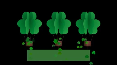 Happy St Patricks day animation with blank banner for own message Stock Footage 101411984