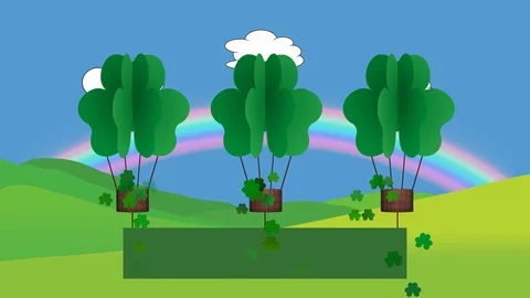 Happy St Patricks day animation with blank banner for own message Stock Footage 101412275