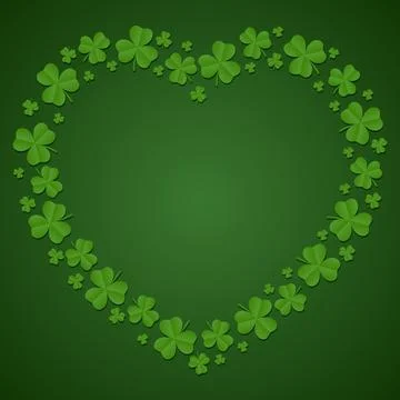 Happy St. Patrick's Day background. Frame of shamrocks in the shape of a he.. Stock Illustration