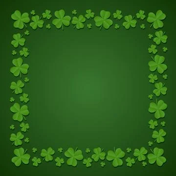 Happy St. Patrick's Day background. Square frame of shamrocks with space fo.. Illustrazione stock