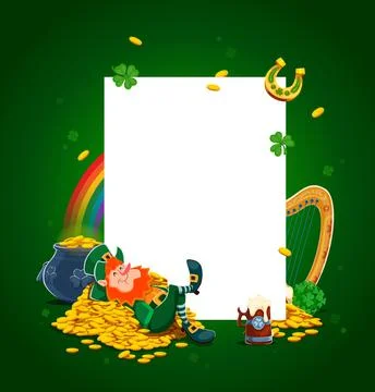 Happy St Patrick's day banner with leprechaun Stock Illustration
