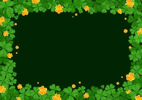 Happy St Patrick's day frame with shamrock plants Stock Illustration