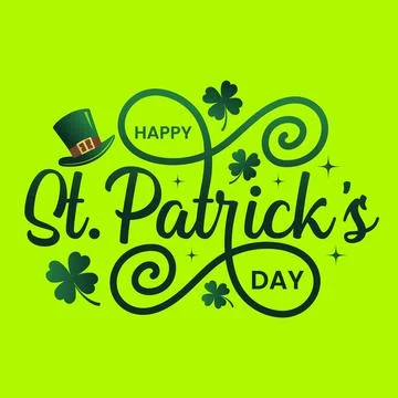 Happy St. Patrick's Day hand lettering greeting card Stock Illustration
