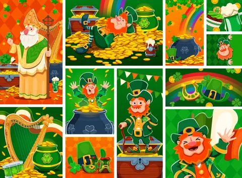 Happy St Patrick's day leprechaun characters Stock Illustration