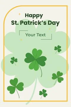 Happy St Patricks Day Minimalistic Flat design with Clover leaves and lettering Illustrazione stock
