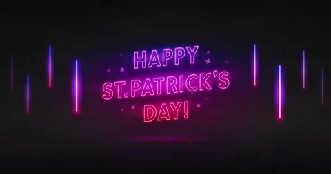 Happy St. Patrick's Day Neon Sign Stock Footage 233341016