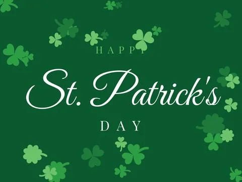 Happy St. Patrick's Day script lettering, white on dark green Illustrazione stock