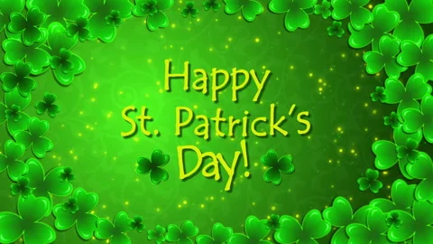 Happy St. Patrick's Day with a shamrocks on the green background Stock Footage 85826792