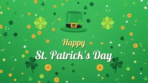 Happy St Patricks Day text with leprechaun hat Vídeo Stock 348330186
