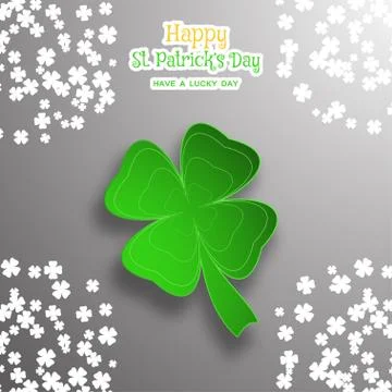 Happy St. Patrick's Day vector poster on the gradient dark gray background .. Stock Illustration