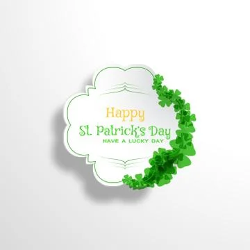 Happy St. Patrick's Day vector card on the gradient gray background with la.. Stock Illustration
