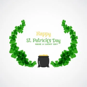 Happy St. Patrick's Day vector card on the gradient gray background with ca.. Stock Illustration