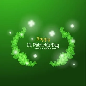 Happy St. Patrick's Day vector card on the gradient dark green background w.. Stock Illustration