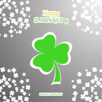 Happy St. Patrick's Day vector poster on the gradient gray background with gr Stock Illustration