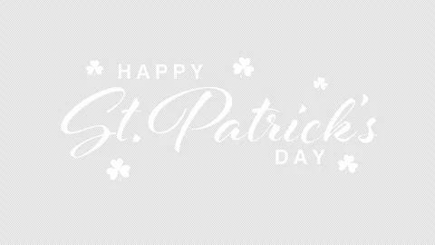 Happy St. Patrick's Day white text animation with shamrocks Stock Footage 328577227