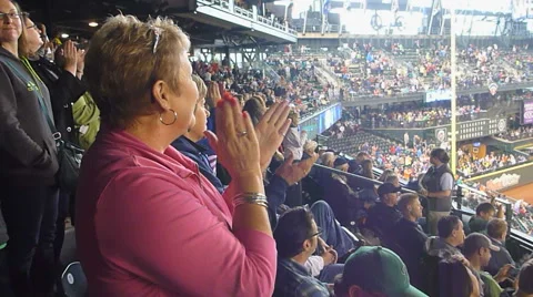 Happy Stadium Fans Clapping Stock Footage 40442443