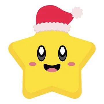 Happy star with santa hat. Vector Stock Illustration