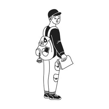 Happy Student with Backpack and Notebook Illustration Stock Illustration