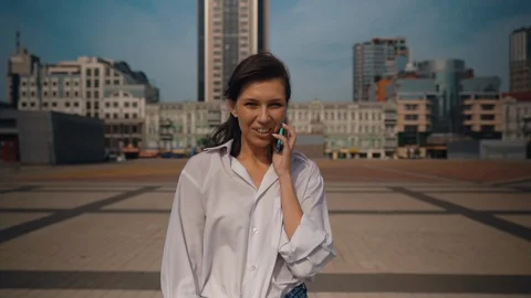 Happy student chat with friend use mobile Stock Footage 127864706